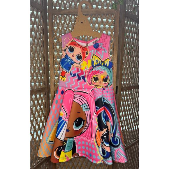 LOL Suprise Girls Fit and Flare Dress sz M 7/8 - Picture 2 of 3